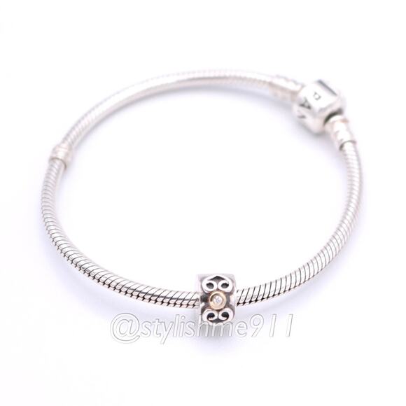 RARE - Authentic Pandora Double Heart Diamond Clip - 790382D - Picture 5 of 14